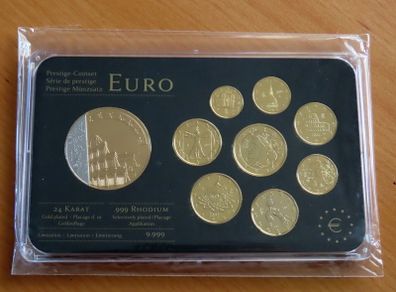 Italy euro coins set 24k Gold plated & Rhodium gilt Colosseum Rome medal limited edition