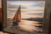 Original Painting , Watercolour by Helen Mulkerns (1996) - Galway Hooker at Sunset