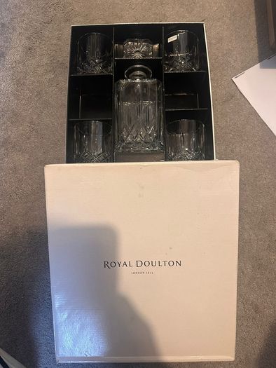 Price Reduction: Decanter Set: Square Crystal