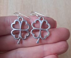 Silver 925 lucky four leaf clover hook earrings
