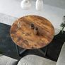 _Round Coffee Table, Coffee Table, Industrial Style, Steel Frame, Easy Assembly, for Living Room, Bedroom, Rustic Brown and Black Image 3