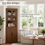 170cm Tall Corner Storage Cabinet, 5-Tier Farmhouse Corner Cabinet for Living Room,2 Wooden Doors,2 Glass Door and 5 Shelves,Space Saving Freestanding Sideboard for Home,Kitchen,Brown Image 4