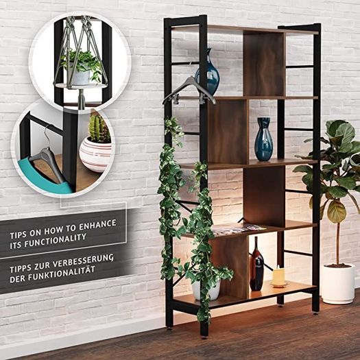 4 Level Bookcase With Room Divider Steel Frame Industrial Design 4 ...