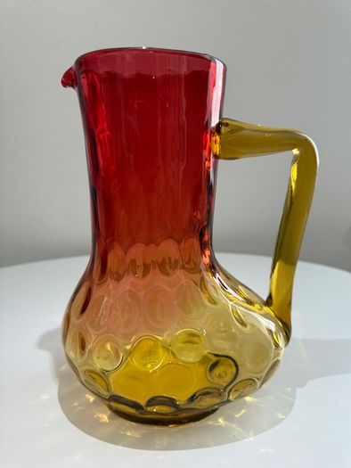 Victorian Amberina Art Glass Pitcher Jug.  Hand Blown c.1885 to 1900