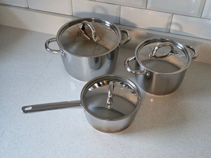 IKEA Stainless Steel 3 Pot & Saucepan Set with Lids - Induction