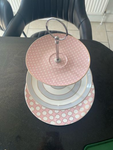 Tipperary  crystal 3 tier spots and stripes cake stand