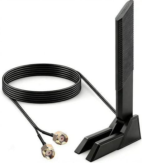 PC WiFi Antenna Tri-Band 2.4GHz 5.8GHz 6GHz 6E Antenna 12dBi HighGain Magnetic Base Omni Aerial for PC ASUS ROG Strix Gaming Motherboard Router Range Extender Booster for Wifi Wireless Network Adapter