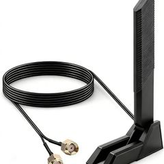 PC WiFi Antenna Tri-Band 2.4GHz 5.8GHz 6GHz 6E Antenna 12dBi HighGain Magnetic Base Omni Aerial for PC ASUS ROG Strix Gaming Motherboard Router Range Extender Booster for Wifi Wireless Network Adapter
