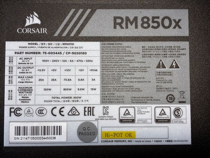 Corsair RM850x Power Supply