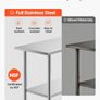 Stainless Steel Food Prep Table Workstation with Adjustable Undershelf  6 x 122 cm Image 3