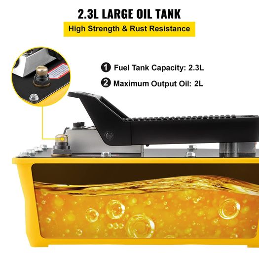 Air Hydraulic Pump, 10,000 PSI Hydraulic Foot Pump, 1.89 L Reservoir Foot Operated Air/Hydraulic Pump, with Hose and Spray Gun for Heavy Machinery Rigging, Auto Repair, Auto Body Frame Machines