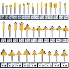 35 PCS Router Bits 1/4 shank for Palm Router Tool 6.35mm Tungsten Carbide Tipped Router Bit Set Wood Milling Saw Cutter