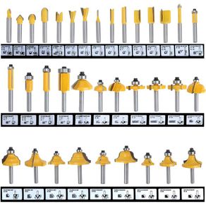 35 PCS Router Bits 1/4 shank for Palm Router Tool 6.35mm Tungsten Carbide Tipped Router Bit Set Wood Milling Saw Cutter