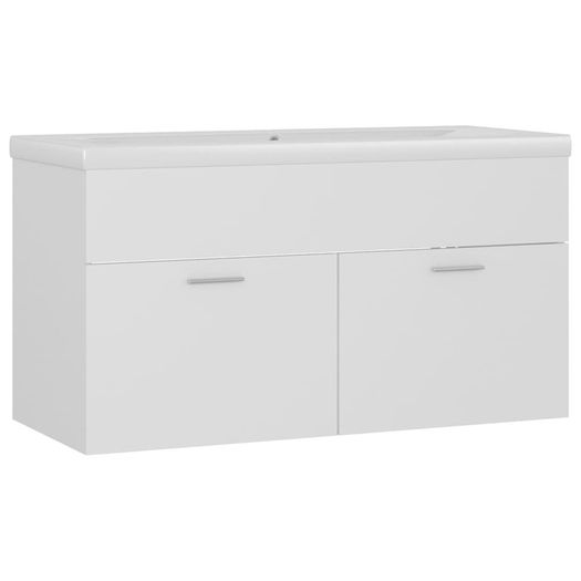 Sink Cabinet with Built-in Basin White Chipboard