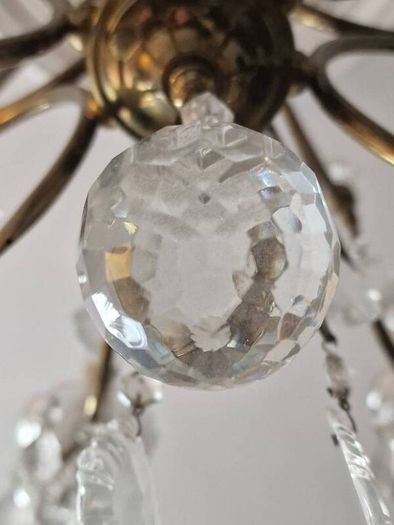 Old Brass&Cut Glass Chandelier
