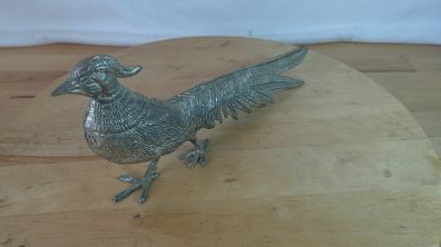 Vintage Silver Plated Pheasant Figurine Decorative Table Bird Centerpiece 280mm Long  Large Metal Ornament