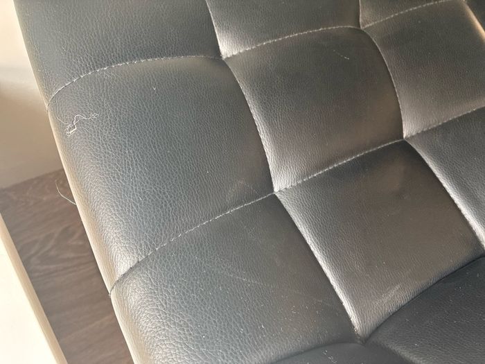 3x Black Faux Leather Quilted Bar Stools
