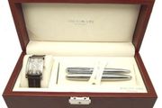Jos Von Arx Gents Watch &amp; Silver Plated Pen Gift Set