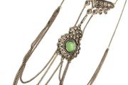DesignSix London Statement Stone Necklace Large Shiny Silver Curb Chain New With Tags