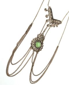 DesignSix London Statement Stone Necklace Large Shiny Silver Curb Chain New With Tags