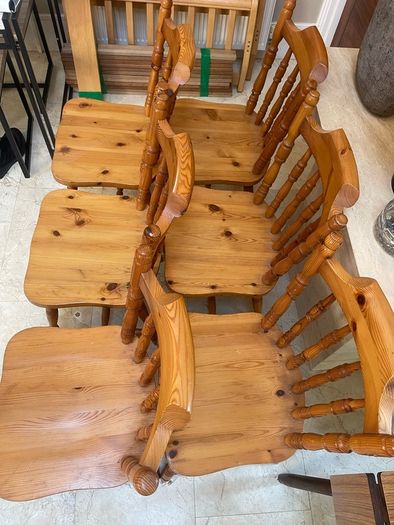 6 x Sturdy Pine Kitchen Dining Chairs - Can Deliver