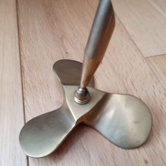 Vintage Nautical Brass Ships Propeller Desks Pen Holder ( Paper Weight  )