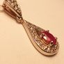 Sterling Silver Petite Natural Ruby and Zircon Drop Pendant and Chain Image 4