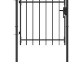 Fence Gate Single Door with Arched Top Steel 1x1 m Black