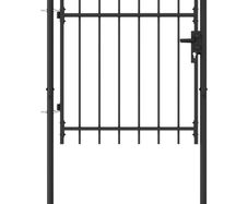 Fence Gate Single Door with Arched Top Steel 1x1 m Black
