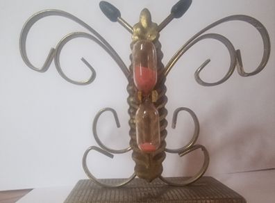 Vintage Brass Butterfly  Hourglass