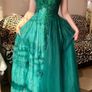 Stunning Peacock Green Debs TY Ball Dress. Size (6-8) Image 4