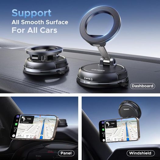 Magsafe Car Mount, 22xN55 and 80 LBS 2500gf Vacuum Magnetic Phone Holder with Adhesive Suction Cup, 360 Rotatable Car Phone Holder Compatible with iPhone 17 Pro Max Air 16 15 14 13 12