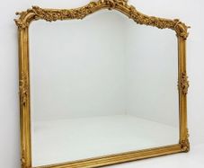 Large Ornate French Style Carved Scroll Mirror in Gilt Finish