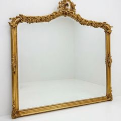 Large Ornate French Style Carved Scroll Mirror in Gilt Finish