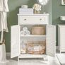 White Bathroom Storage Cabinet with Drawer & Louvered Door Image 3