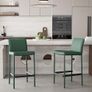Bar Stool Upholstered Premium PU Leather Counter Height Barstool, Assembled Metal Leg Bar Chair with Back, Breakfast Kitchen Stool, Green Image 7