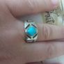 silver stamped ring with turquoise Image 3