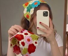 Matching Crochet Bandana Set