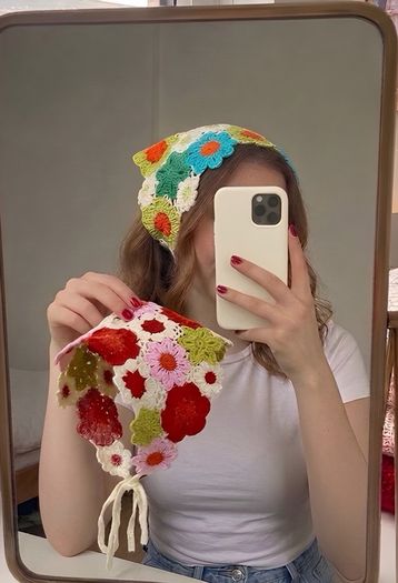 Matching Crochet Bandana Set