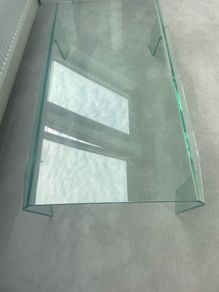 tempted glass coffee table waterfall, no sharp corners