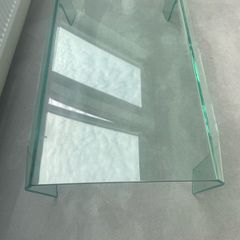 tempted glass coffee table waterfall, no sharp corners