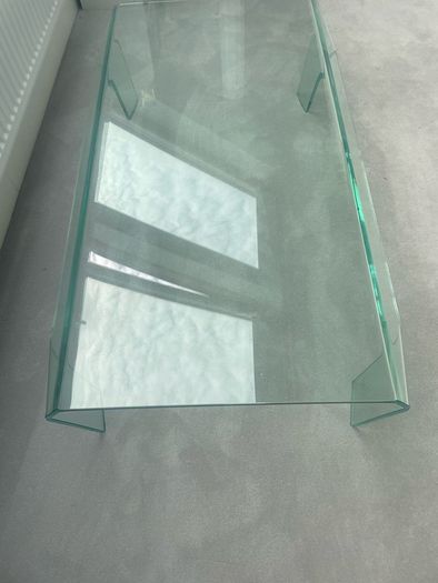 tempted glass coffee table waterfall, no sharp corners