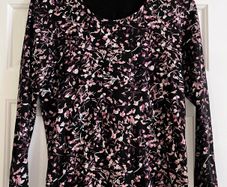 Ladies Black Floral Cotton Top by Jensen