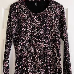 Ladies Black Floral Cotton Top by Jensen