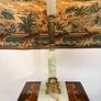 1950s Onyx and Brass Table Lamp with Green Shade Image 2