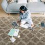 SALE | Luxury Velvet Shag Area Rug Modern Indoor Plush Fluffy Rugs, Extra Soft and Comfy Carpet, Geometric Moroccan Rugs for Bedroom Living Room Girls Kids Nursery, 4x6 Feet Beige/White Image 2