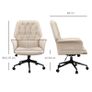 Tufted Linen Office Chair with Adjustable Height, Arm Rest & 360 Swivel Beige Image 2
