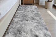 Rugs Living Room 80x160cm, Grey Runner rug for Bedroom, Washable Anti Slip Fluffy Rug Shaggy Soft Modern Floor Carpets Mat Beside Rugs for Kids Hallway Living Room