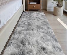 Rugs Living Room 80x160cm, Grey Runner rug for Bedroom, Washable Anti Slip Fluffy Rug Shaggy Soft Modern Floor Carpets Mat Beside Rugs for Kids Hallway Living Room