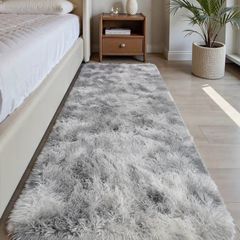 Rugs Living Room 80x160cm, Grey Runner rug for Bedroom, Washable Anti Slip Fluffy Rug Shaggy Soft Modern Floor Carpets Mat Beside Rugs for Kids Hallway Living Room